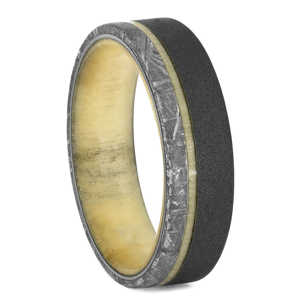 Aspen Wood Men's Wedding Band With Meteorite In Titanium, Size 12.25-RS10923 - Jewelry by Johan