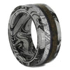 Black and White Mokume Wedding Band with Dinosaur Bone