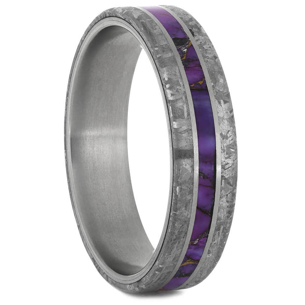Lava Turquoise Wedding Band with Meteorite Edges, Size 16-RS11025 - Jewelry by Johan
