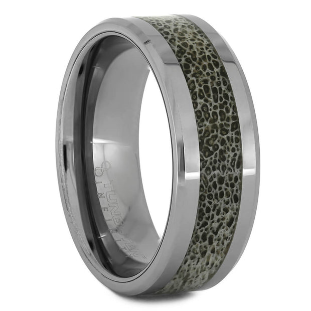 Men's Wedding Band with Deer Antler, Size 9.75-RS11098 - Jewelry by Johan