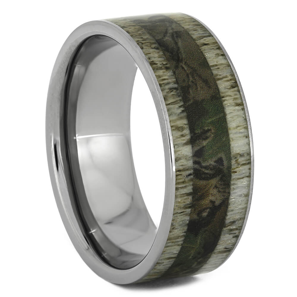 Deer Antler Wedding Band with Camo Print, Size 11-RS11105 - Jewelry by Johan
