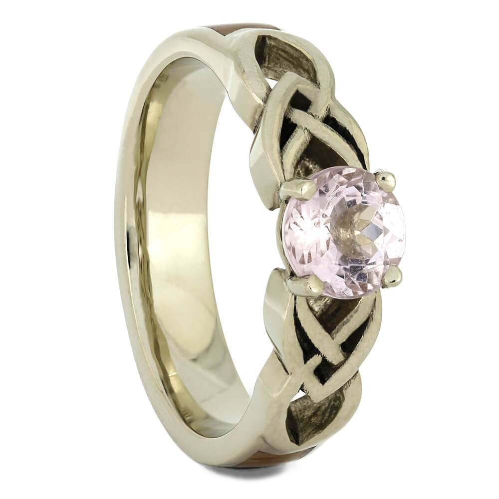 Morganite Engagement Ring in White Gold, Honduran Rosewood Inlay-3752 - Jewelry by Johan