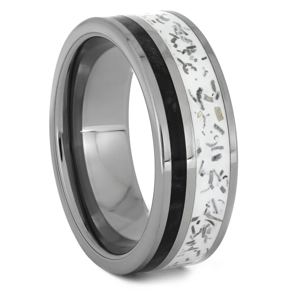 White Stardust™ Ring with Black Box Elder Wood, Size 9.75-RS11157 - Jewelry by Johan