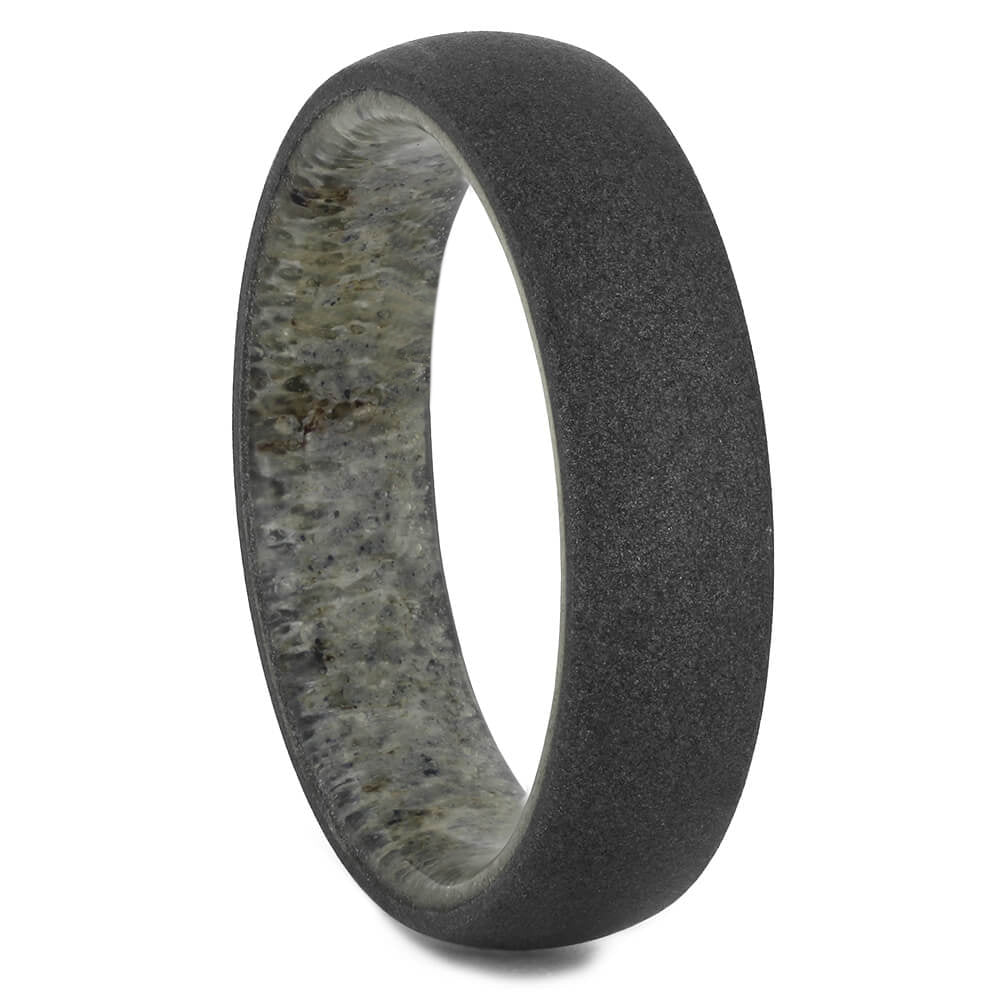 Deer Antler Men's Wedding Band In Sturdy Titanium-3672 - Jewelry by Johan