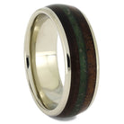 White Gold Ring With Green Sand and Koa Wood