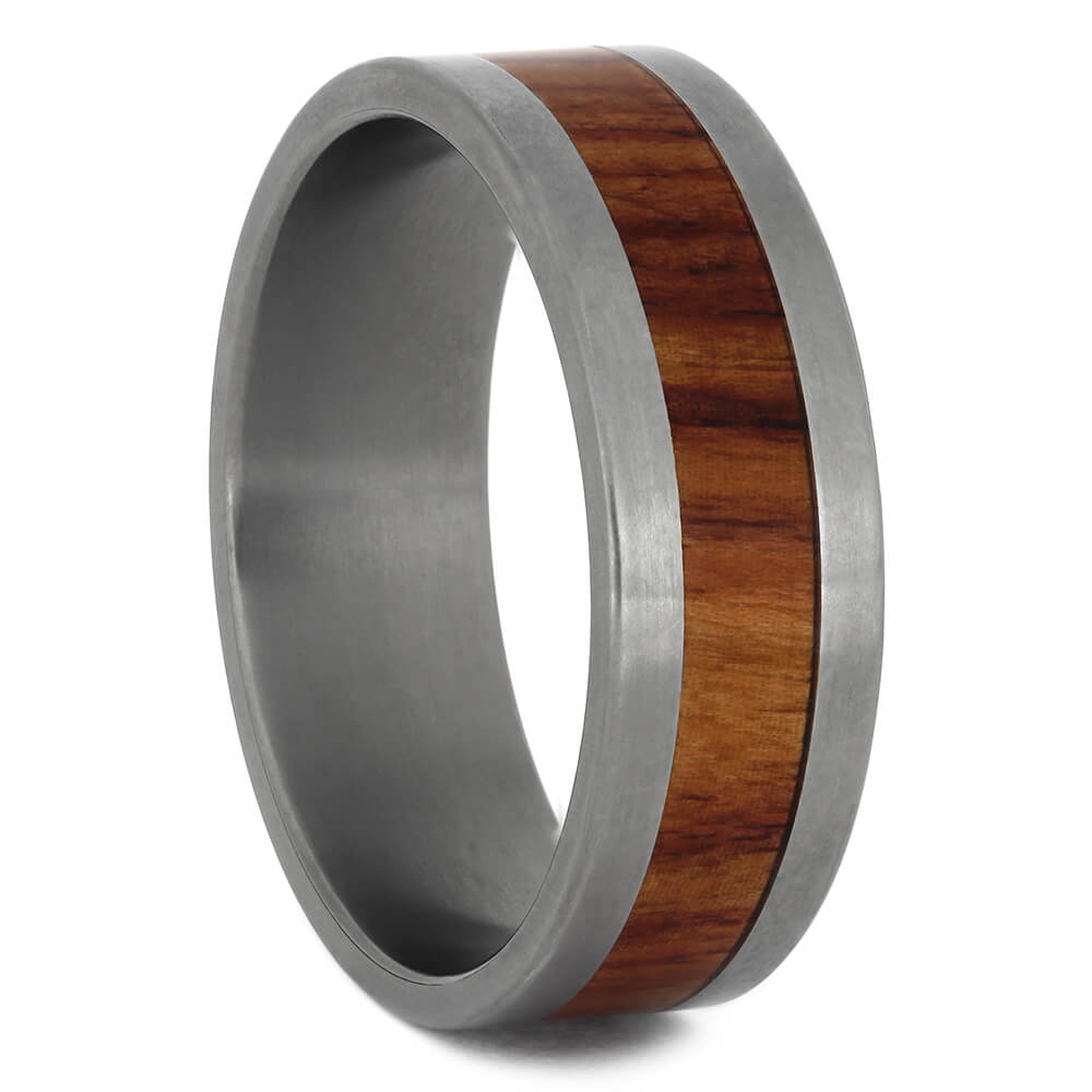Exotic Tulipwood Ring with Matte Titanium, Size 12.5-RS11212 - Jewelry by Johan