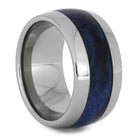 Blue Box Elder Wedding Ring with Titanium Edges