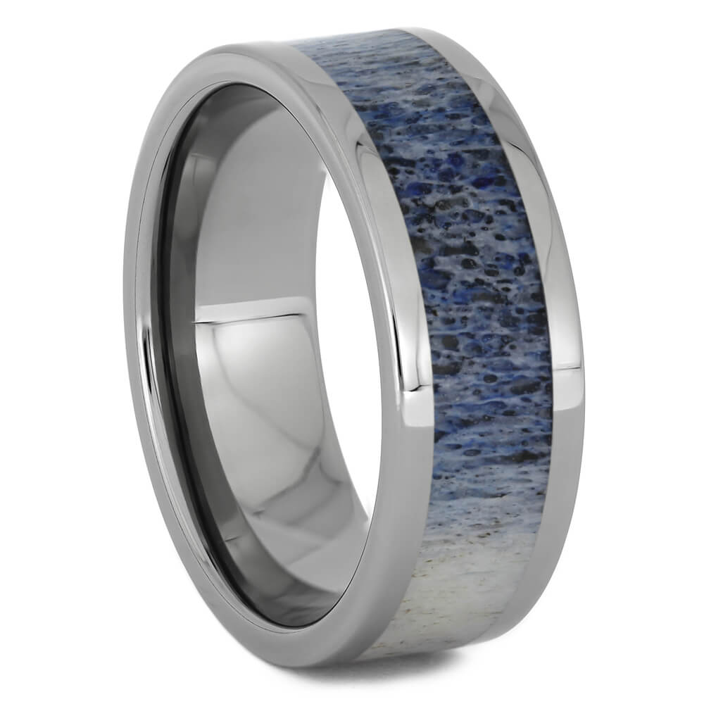 Light Blue Deer Antler Wedding Band for Men, Size 11-RS11263 - Jewelry by Johan
