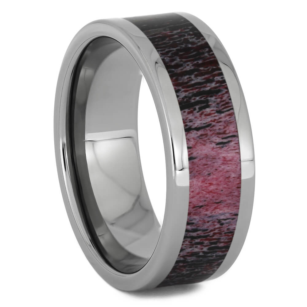 Red Deer Antler Wedding Band in Titanium, Size 11-RS11264 - Jewelry by Johan