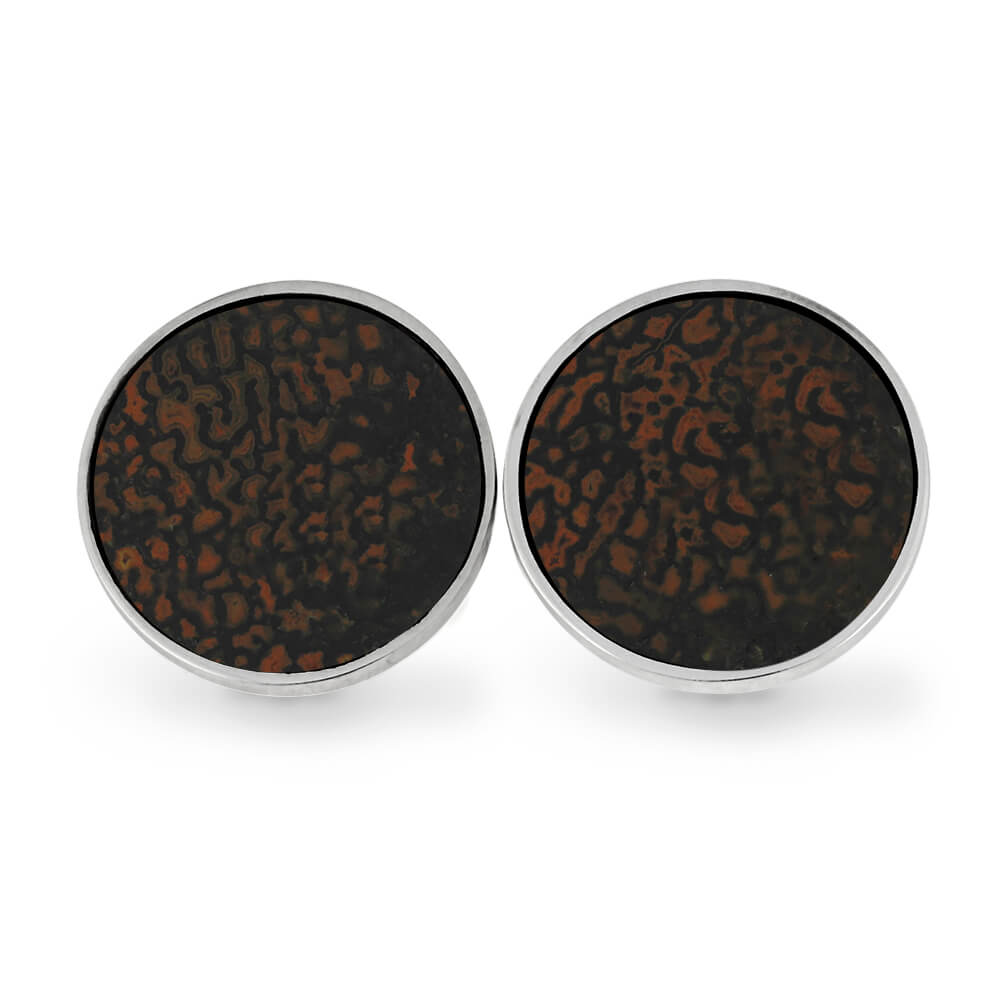 Dinosaur Bone Cuff Links with Round Stainless Steel Backs-RS11295 - Jewelry by Johan
