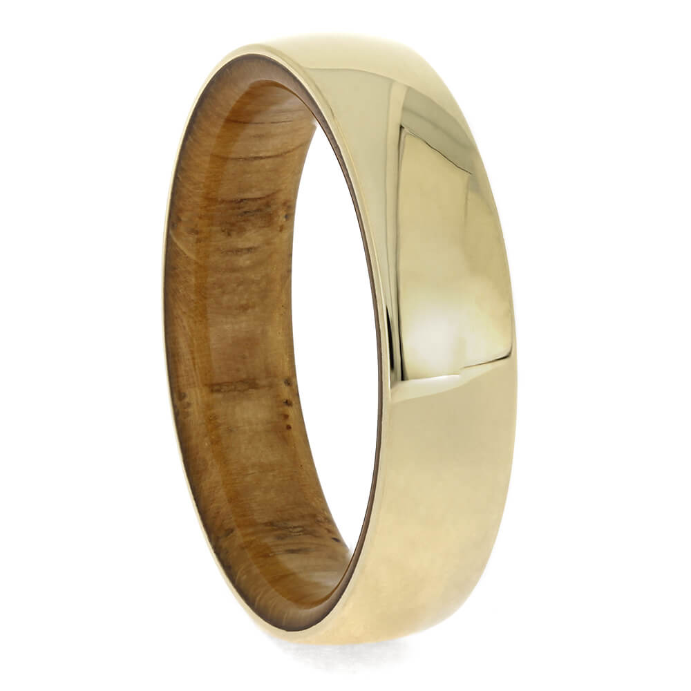 Oak Wood Wedding Band with Yellow Gold Overlay, Size 8-RS11384 - Jewelry by Johan