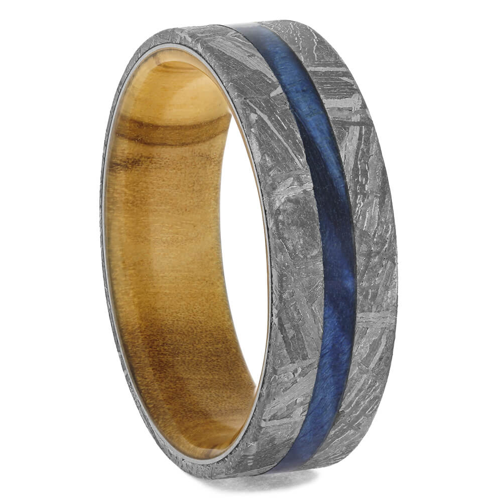 Plus Size Meteorite Wedding Band with Wood, Size 13-RS11410 - Jewelry by Johan
