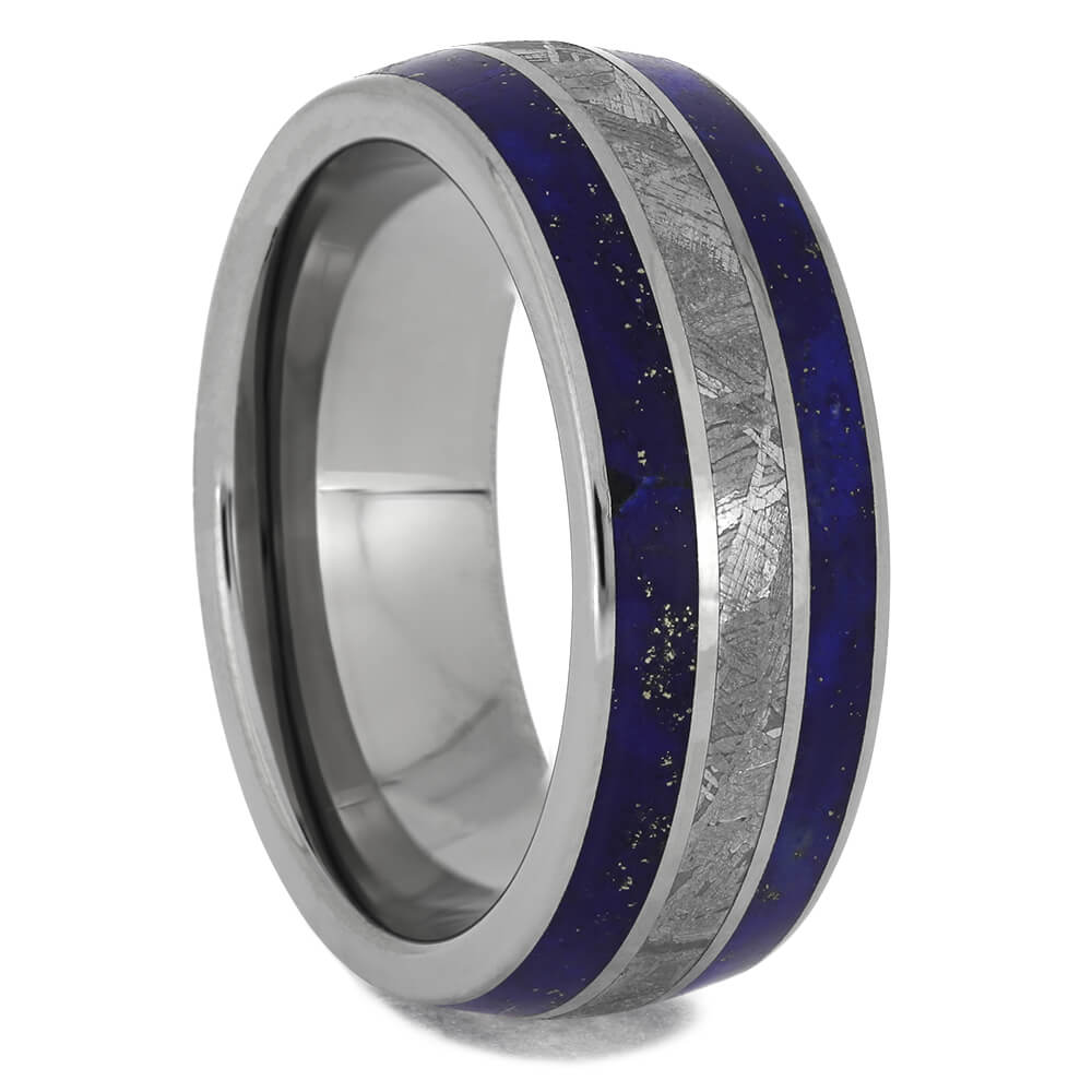 Meteorite & Lapis Lazuli Wedding Band