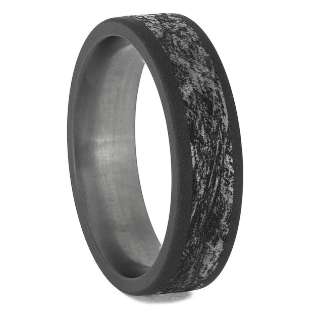 Sandblasted Mimetic Meteorite Ring On Titanium-2839 - Jewelry by Johan