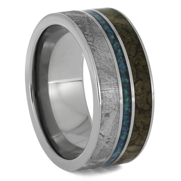 Dino Fossil, Meteorite & Opal Men's Ring, Size 9.25-RS11526 - Jewelry by Johan