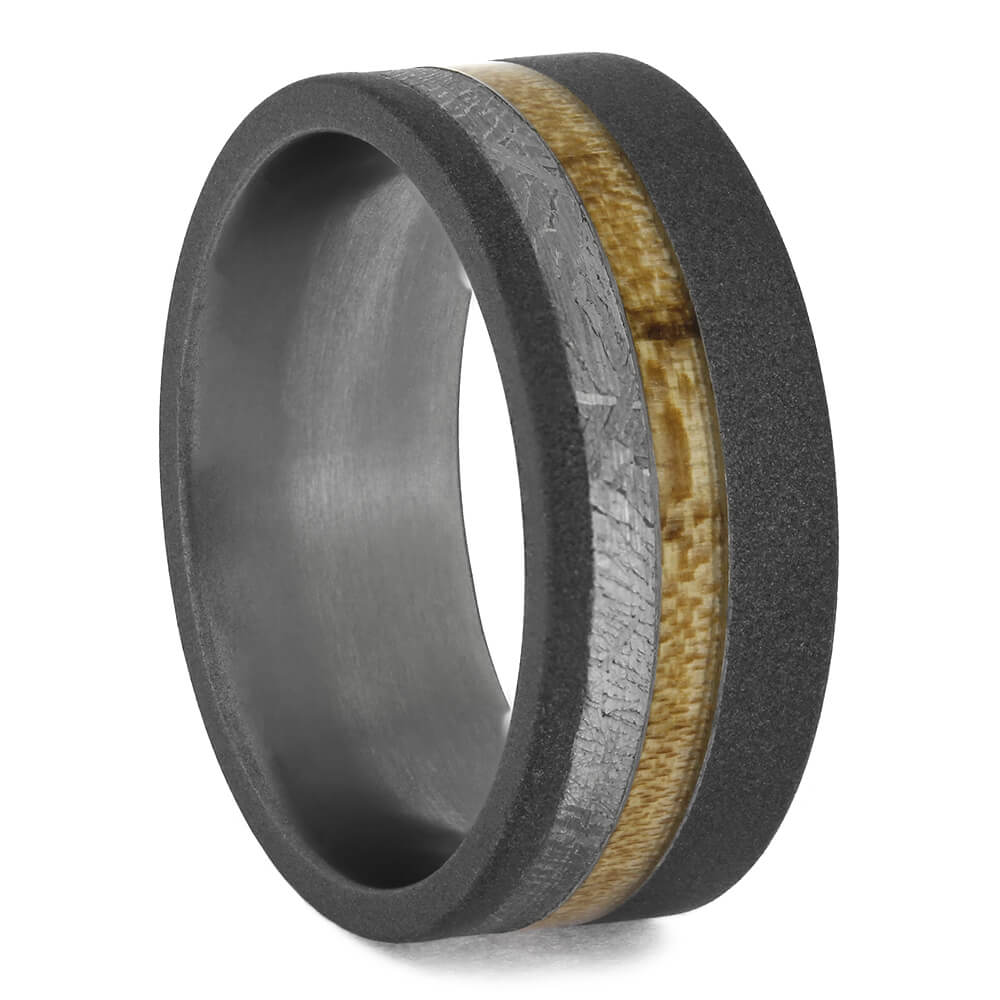 Wedding Band with Meteorite and Maple Wood
