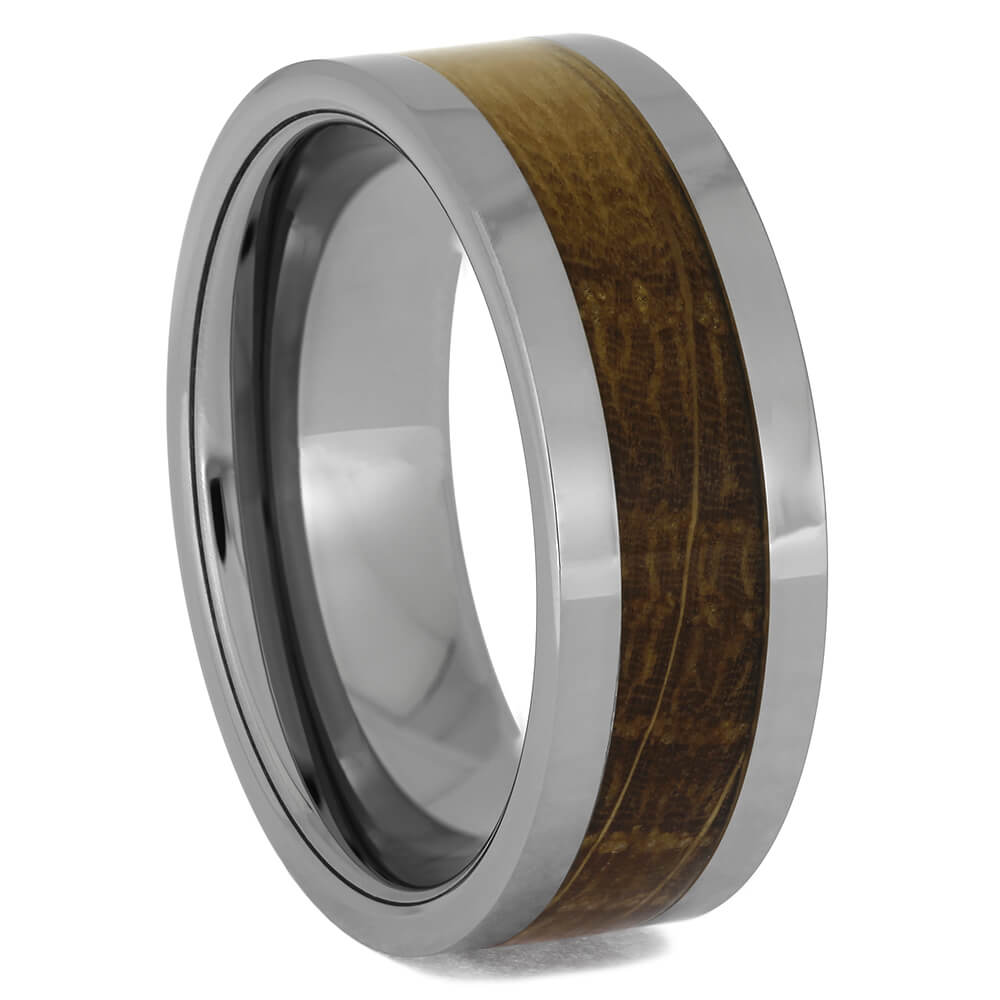 Whiskey Wood Wedding Band in Tungsten