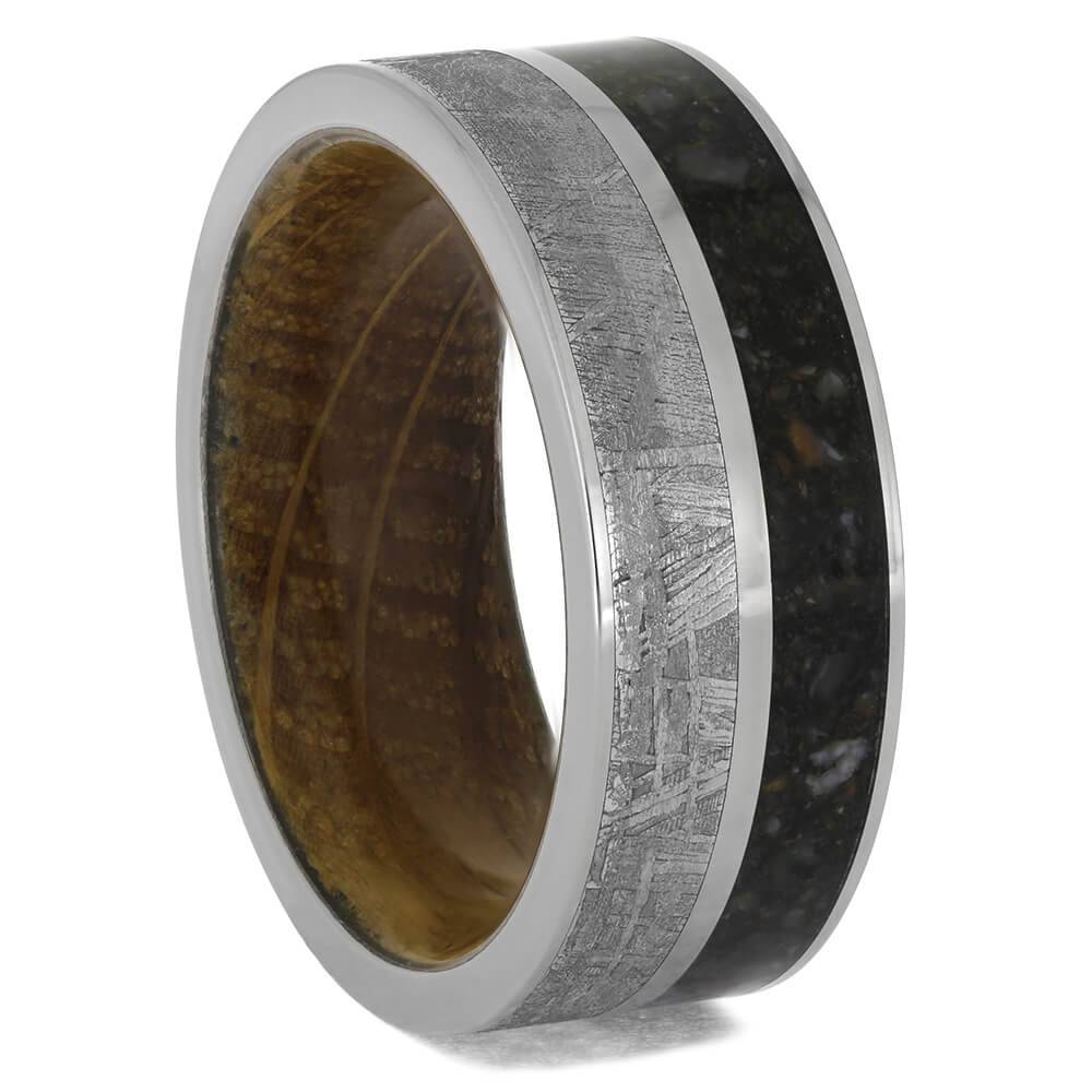 Meteorite and Dinosaur Bone Wedding Band