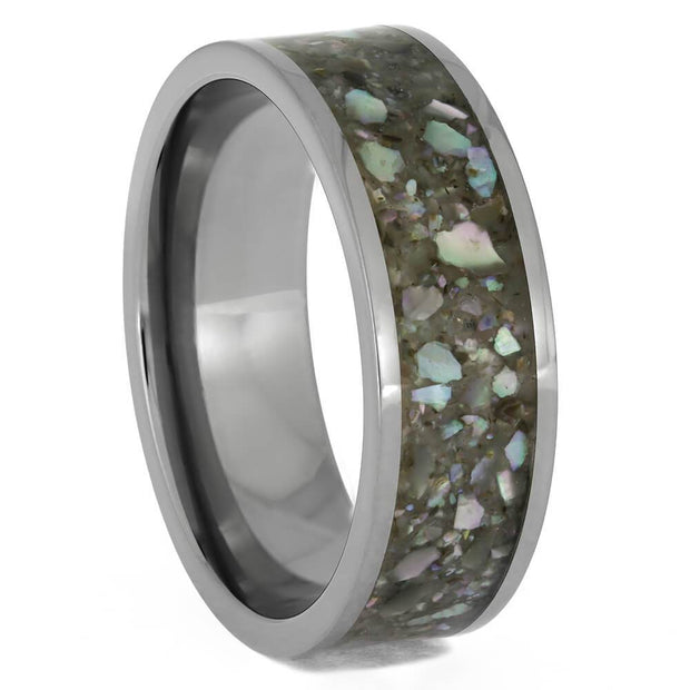 Crushed Abalone & Titanium Wedding Band-2240 - Jewelry by Johan