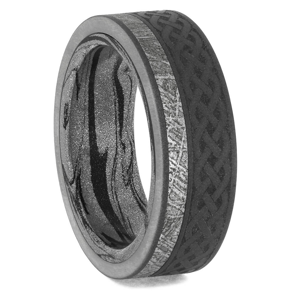 Authentic Meteorite Ring with Mokume Accents