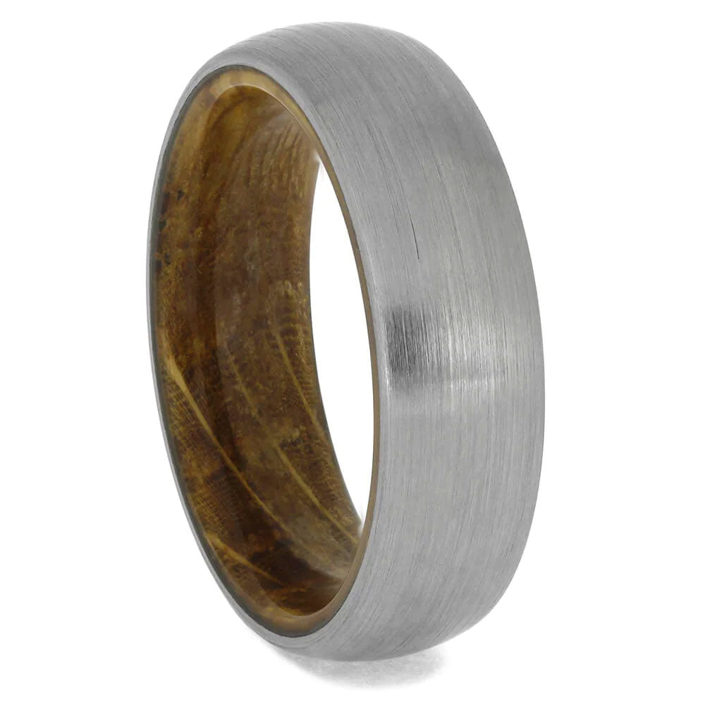 Titanium Ring with Whiskey Barrel Oak Wood Sleeve
