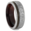 Meteorite Men's Wedding Band With Dinosaur Bone And Ruby Redwood Sleeve-2038 - Jewelry by Johan