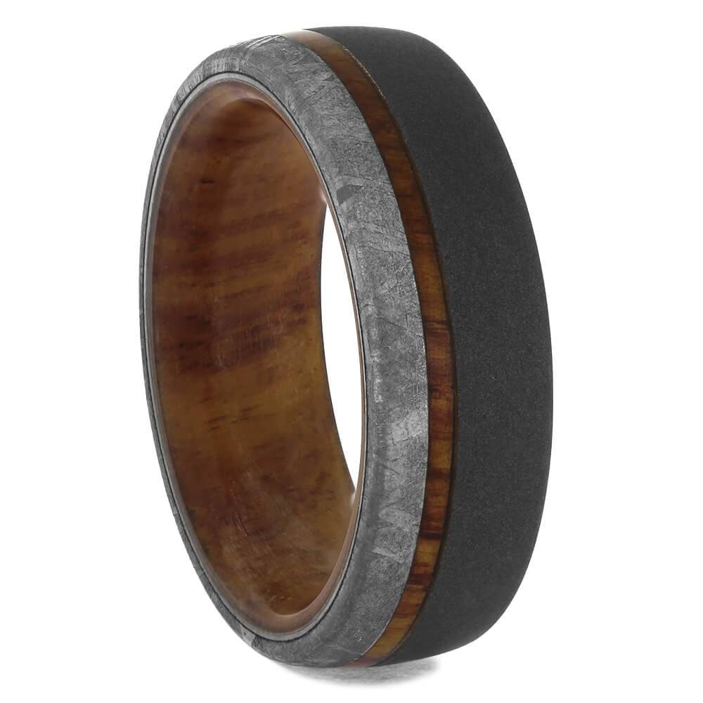 Meteorite and Tulipwood Wedding Band