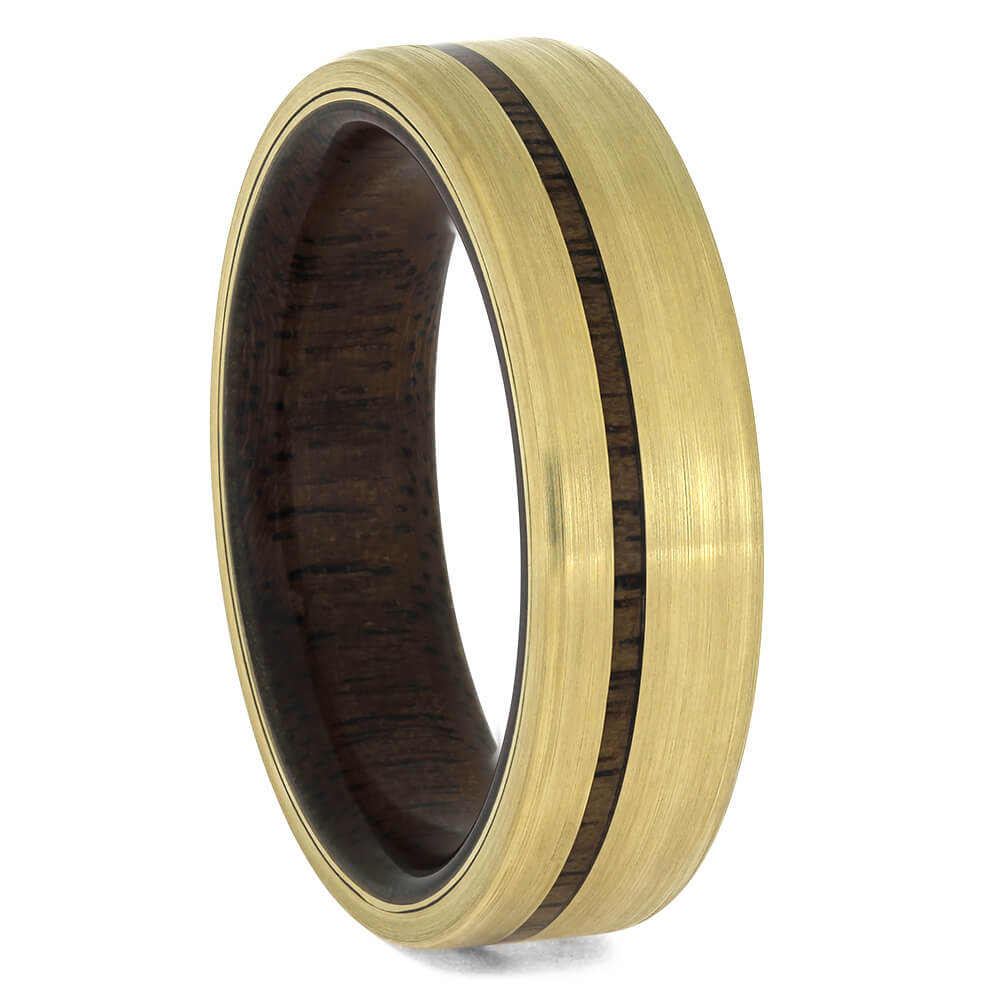 Yellow Gold and Wood Wedding Bands
