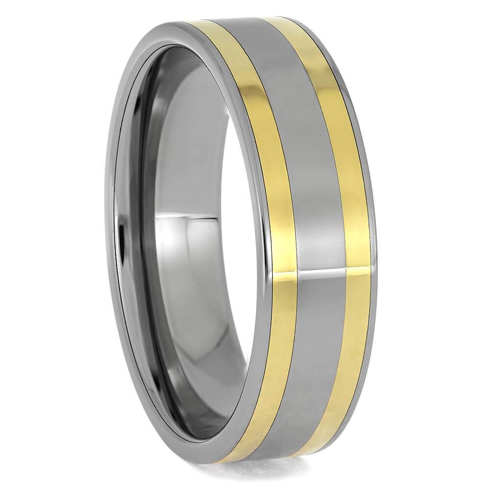 Titanium Yellow Gold Wedding Band for Men 13