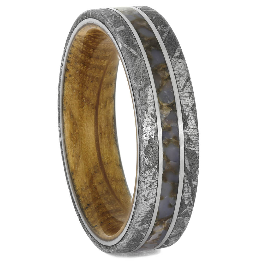 Meteorite and Fossil Wedding Bands