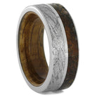Meteorite and Dino Bone Ring with Whiskey Barrel Sleeve