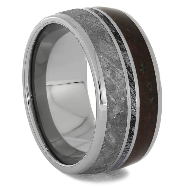 Meteorite and Dinosaur Bone Wedding Band