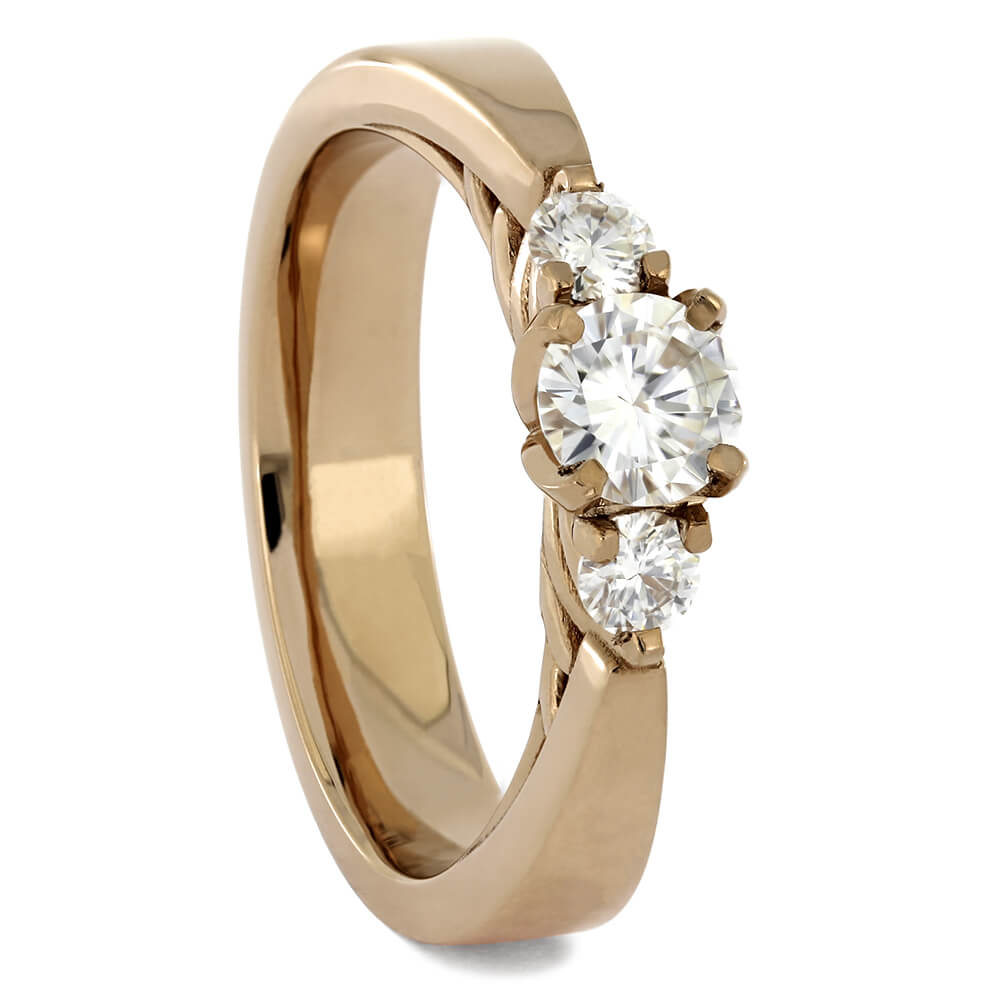 2 Carat Emerald Cut Bezel Moissanite Ring 14K Rose Gold Solitaire Rings -  Oveela Jewelry