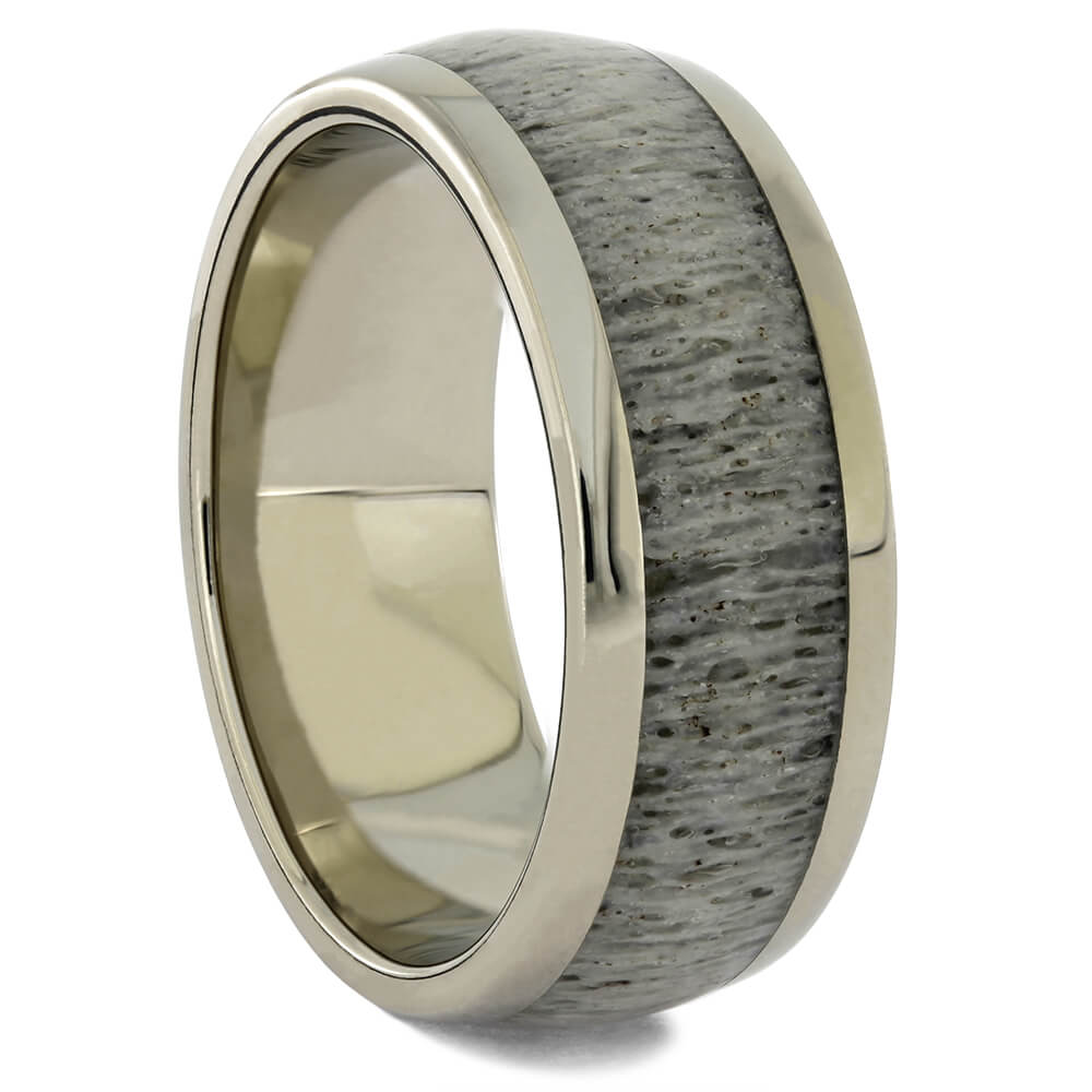 Antler and White Gold Wedding Bands
