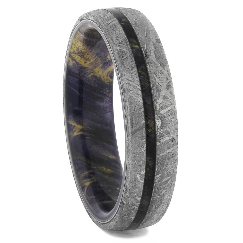 Purple Wood and Meteorite Ring