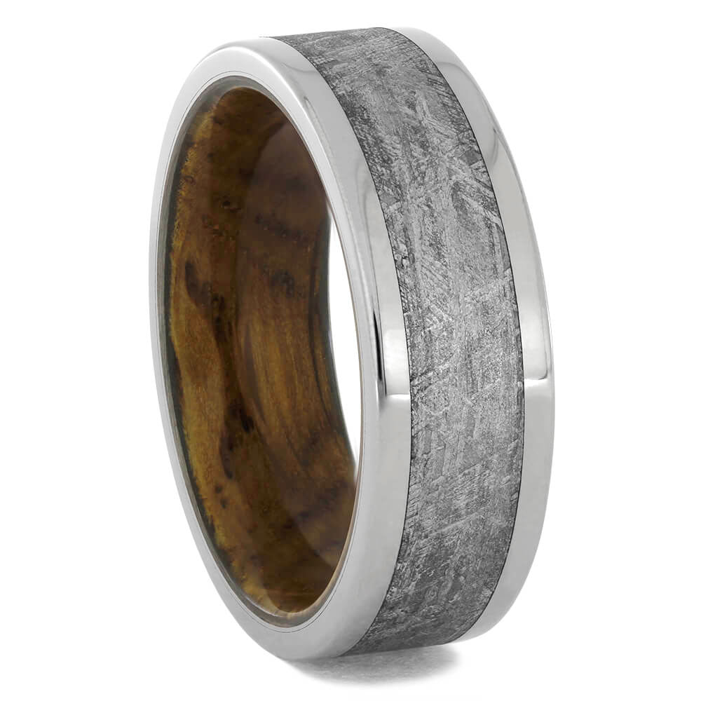 Men's Meteorite Ring with Whiskey Barrel Oak