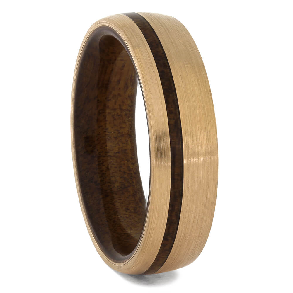 Rose Gold and Wood Wedding Band