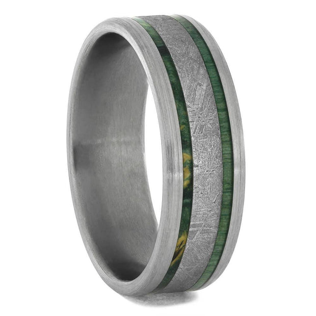 Meteorite and Green Wood Ring