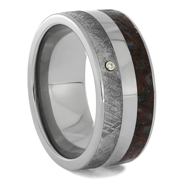Meteorite and Dinosaur Bone Ring