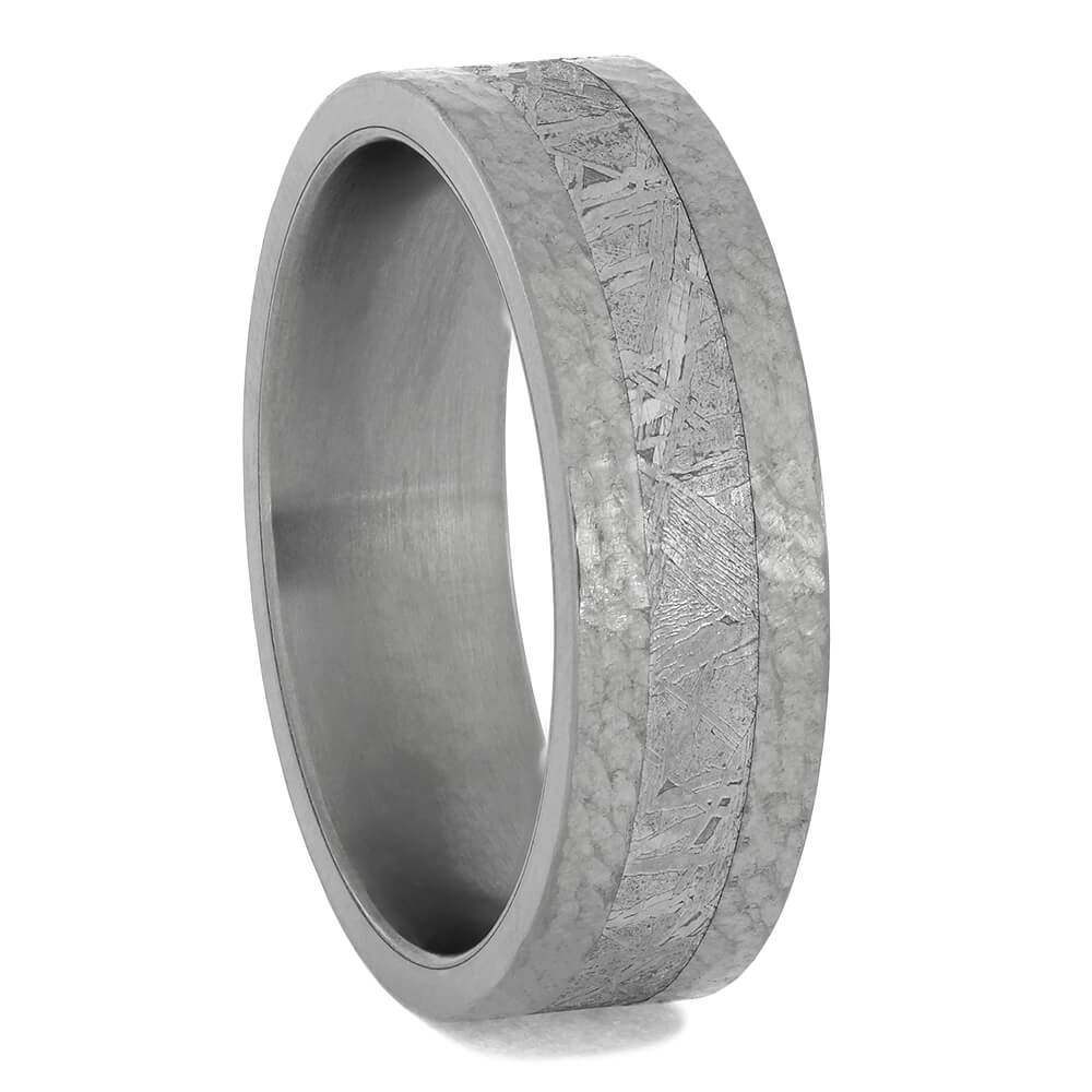 Meteorite Wedding Band with Hammered Edges