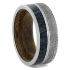 Blue Wood Ring with Meteorite