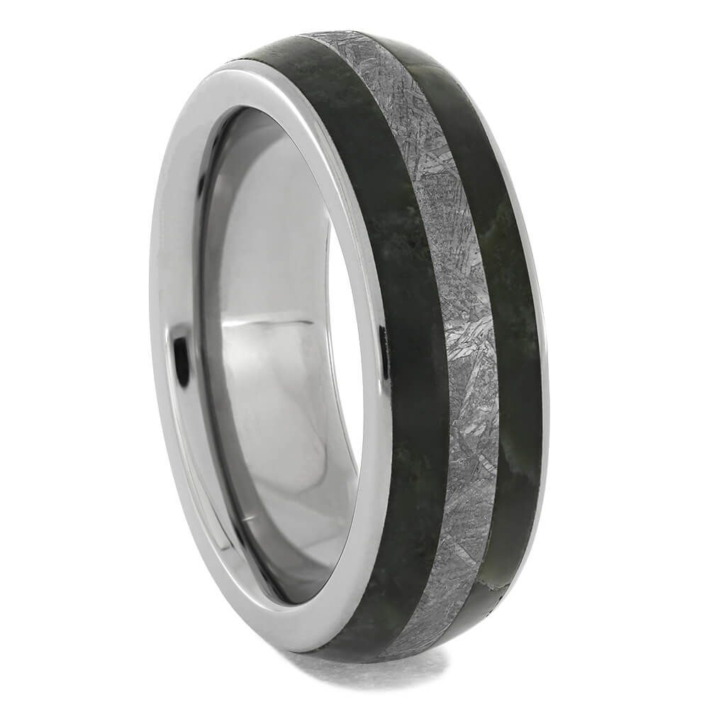 Jade Ring with Authentic Meteorite