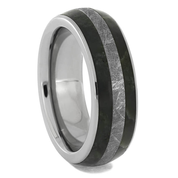 Jade Ring with Authentic Meteorite