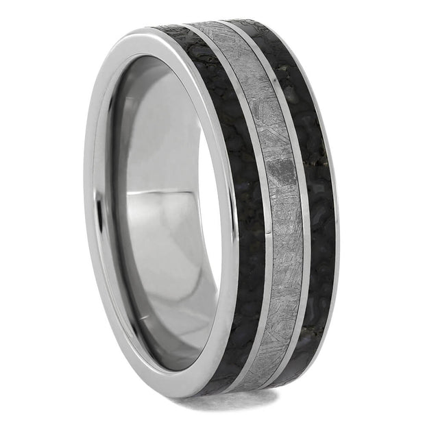 Dinosaur Bone and Meteorite Ring