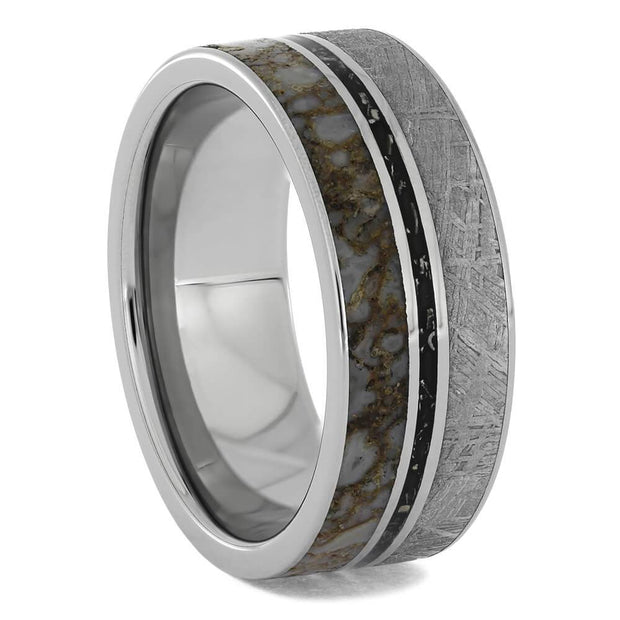 Meteorite and Dinosaur Bone Ring
