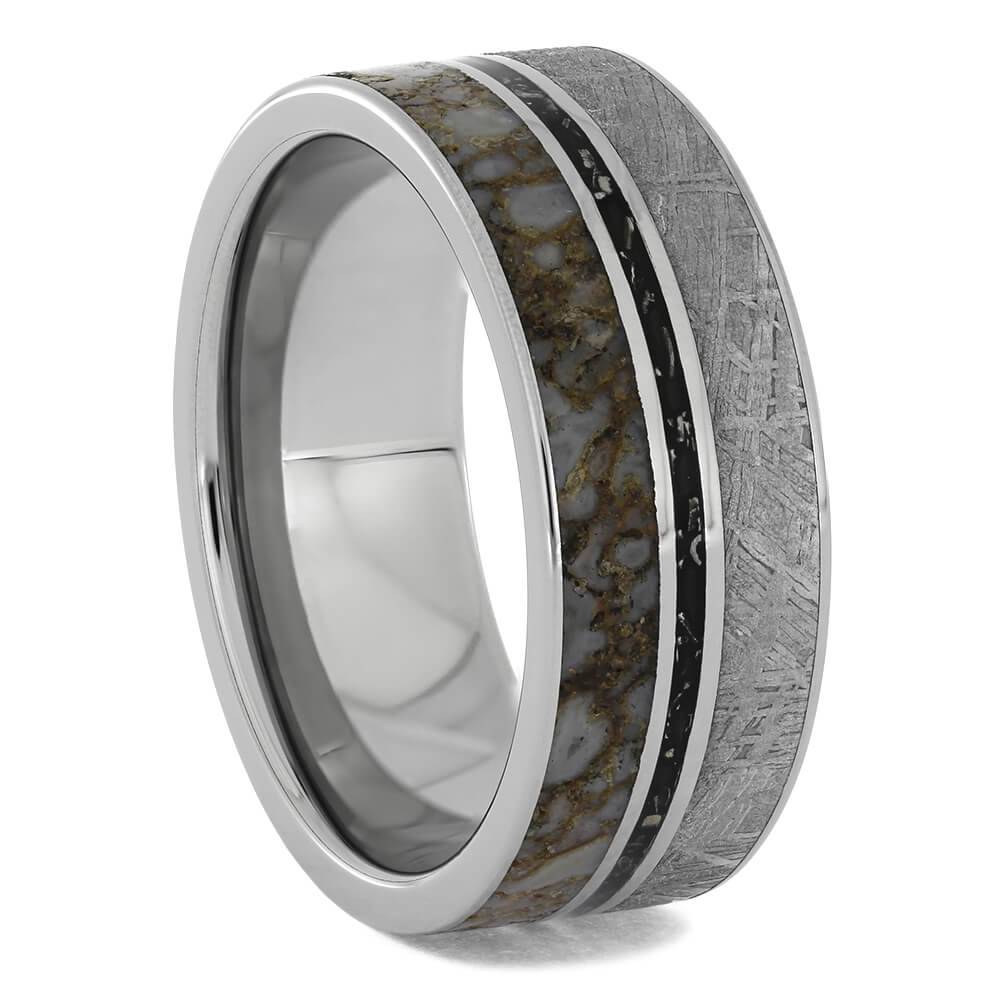 Meteorite and Dinosaur Bone Ring