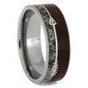 Titanium Wedding Band with Antler and Wood