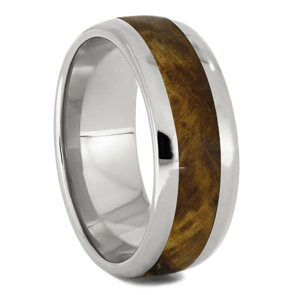 Titanium Ring With Wood Inlay