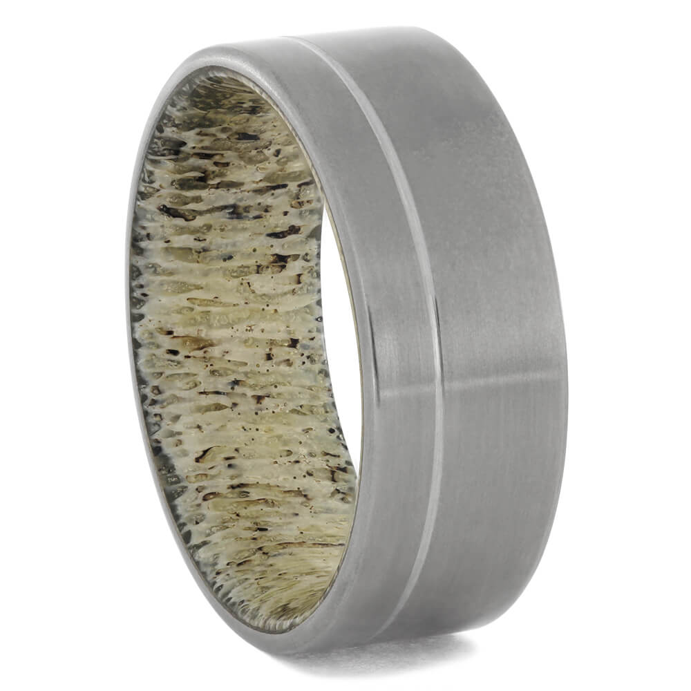 Titanium Ring with Antler Sleeve