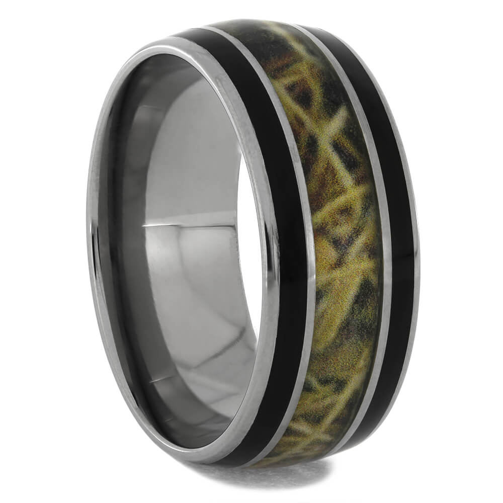 Camo Style Ring with Black Enamel
